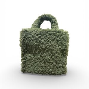 Dark Green Furry Tote Bag